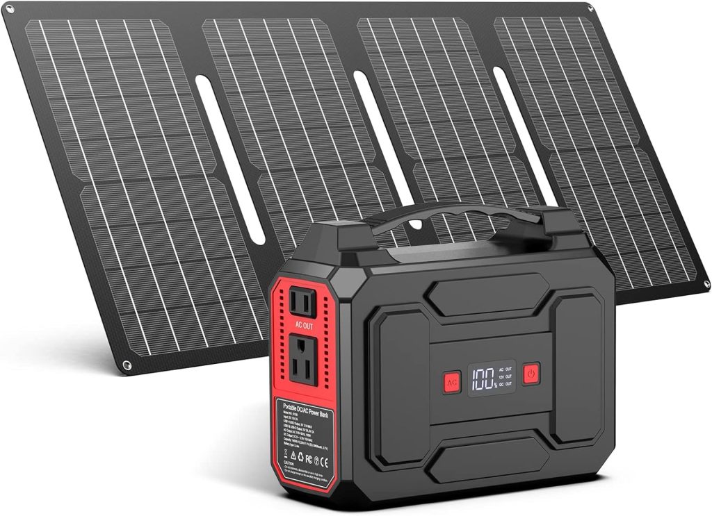 Apowking 146Wh Portable Power Bank with AC Outlet 40W Foldable Solar Panel, Portable Laptop Charger 110V/100W with USB DC Output for Camping, Home Emergency, Traveling, RV Trip Apowking 146Wh Portable Power Bank with AC Outlet 40W Foldable Solar Panel, Portable Laptop Charger 110V/100W with USB DC Output for Camping, Home Emergency, Traveling, RV Trip
