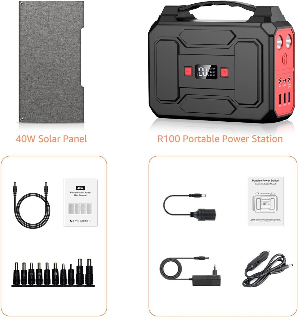 Apowking 146Wh Portable Power Bank with AC Outlet 40W Foldable Solar Panel, Portable Laptop Charger 110V/100W with USB DC Output for Camping, Home Emergency, Traveling, RV Trip Apowking 146Wh Portable Power Bank with AC Outlet 40W Foldable Solar Panel, Portable Laptop Charger 110V/100W with USB DC Output for Camping, Home Emergency, Traveling, RV Trip