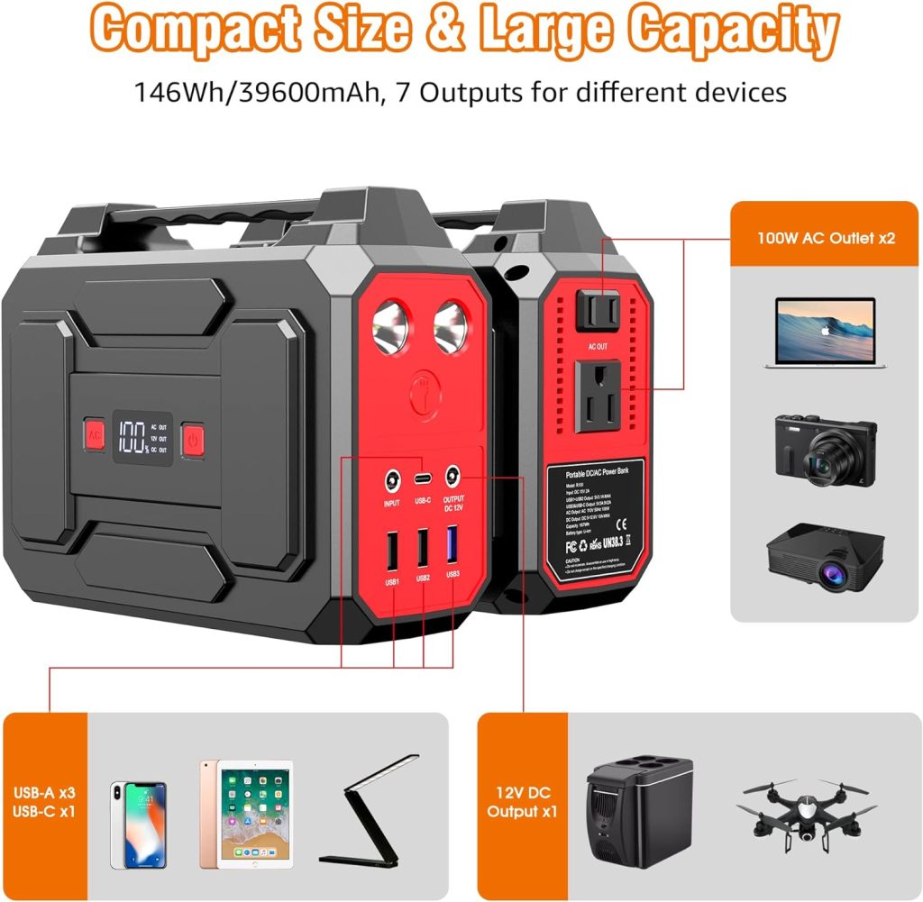 Apowking 146Wh Portable Power Bank with AC Outlet 40W Foldable Solar Panel, Portable Laptop Charger 110V/100W with USB DC Output for Camping, Home Emergency, Traveling, RV Trip Apowking 146Wh Portable Power Bank with AC Outlet 40W Foldable Solar Panel, Portable Laptop Charger 110V/100W with USB DC Output for Camping, Home Emergency, Traveling, RV Trip