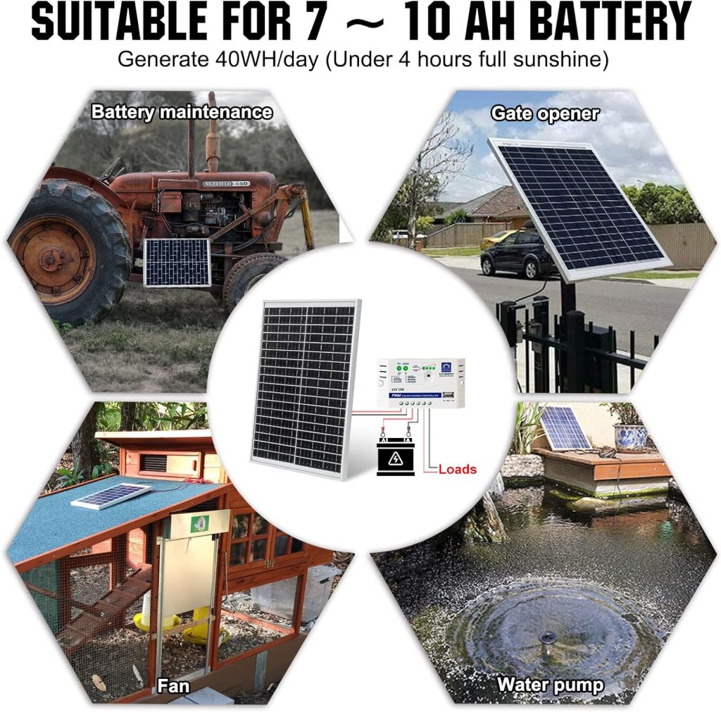 ECO-WORTHY 25 Watts 12V Off Grid Solar Panel Kit Solar Battery Trickle Charger Maintainer: Waterproof 25W Solar Panel + SAE Connection Cable+10A Charge Controller for Car RV Marine Boat 12Volt Battery ECO-WORTHY 25 Watts 12V Off Grid Solar Panel Kit Solar Battery Trickle Charger Maintainer: Waterproof 25W Solar Panel + SAE Connection Cable+10A Charge Controller for Car RV Marine Boat 12Volt Battery