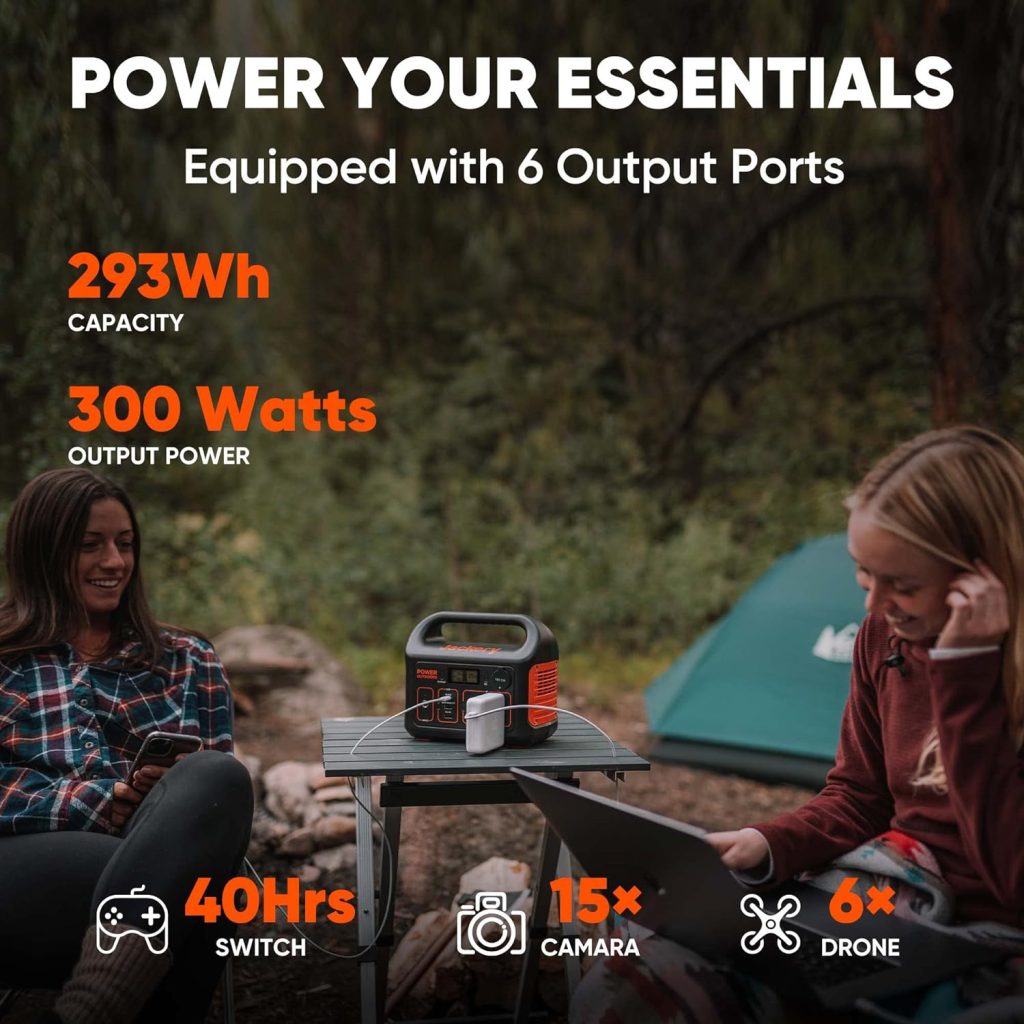 Jackery Portable Power Station Explorer 300, 293Wh Backup Lithium Battery, 110V/300W Pure Sine Wave AC Outlet, Solar Generator (Solar Panel Not Included) for Outdoors Camping Travel Hunting Blackout