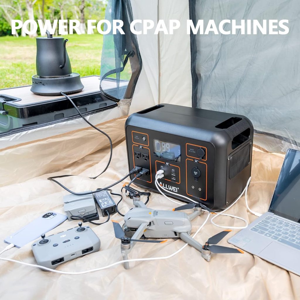 ALLWEI Solar Generator 1200W(Peak 2400W) with 1 * 200W Solar Panel, 1132Wh Portable Power Station, 4* AC Outlet, 6* PD60W USB Outlet, Solar Power Generator for RV/Van Camping Trip Emergency Home Use