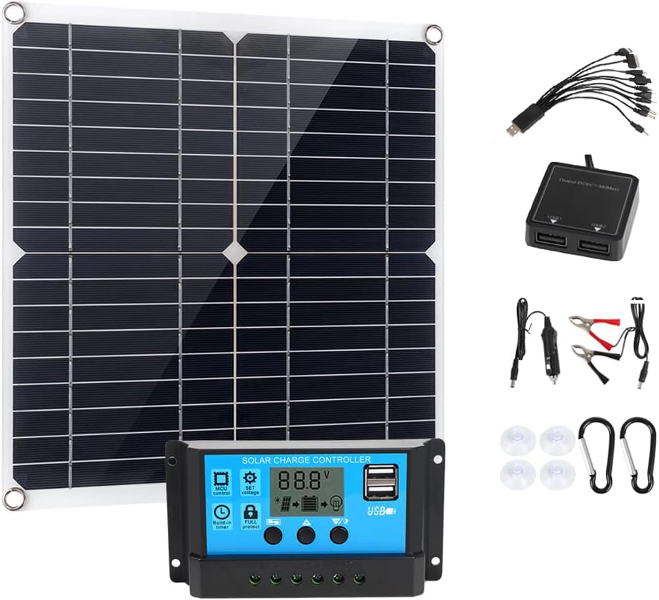 Amazon.com : 200 Watt Solar Panel Kit 12V, Dual 5V USB Outputs Solar Panel Controller Combo,with 100A Solar Charge Controller for Caravan Boat Home, Camping, Boat, Caravan, RV and Other Off Grid Applications : Patio, Lawn  Garden