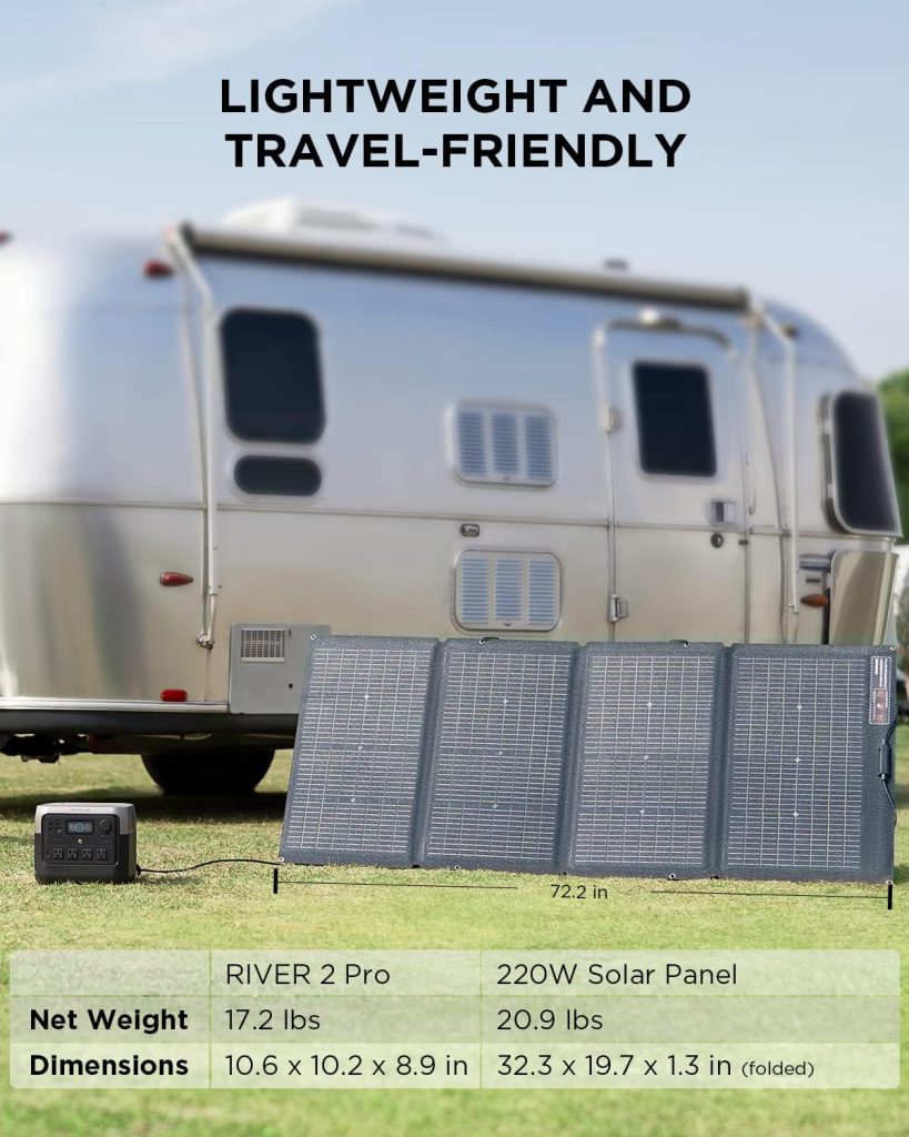 EF ECOFLOW Solar Generator RIVER 2 Pro 768Wh LiFePO4 Battery with 220W Solar Panel, 4x800W AC Outlets (1600W Surge), Portable Power Station for Home Backup Outdoors Camping RV Emergency EF ECOFLOW Solar Generator RIVER 2 Pro 768Wh LiFePO4 Battery with 220W Solar Panel, 4x800W AC Outlets (1600W Surge), Portable Power Station for Home Backup Outdoors Camping RV Emergency