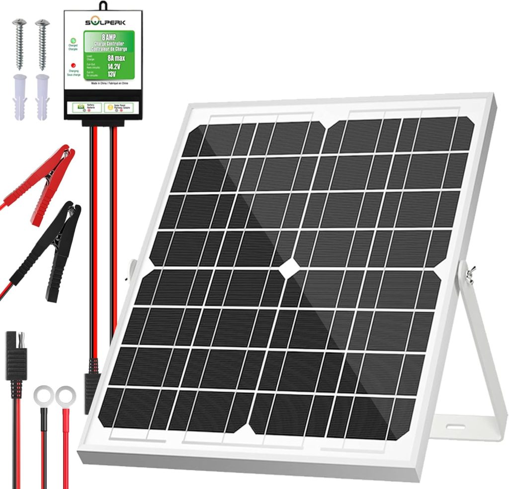 SOLPERK Solar Panel Kit 20W 12V, Solar Battery Trickle Charger Maintainer + Upgrade Controller + Adjustable Mount Bracket for Boat Car RV Motorcycle Marine Automotive SOLPERK Solar Panel Kit 20W 12V, Solar Battery Trickle Charger Maintainer + Upgrade Controller + Adjustable Mount Bracket for Boat Car RV Motorcycle Marine Automotive