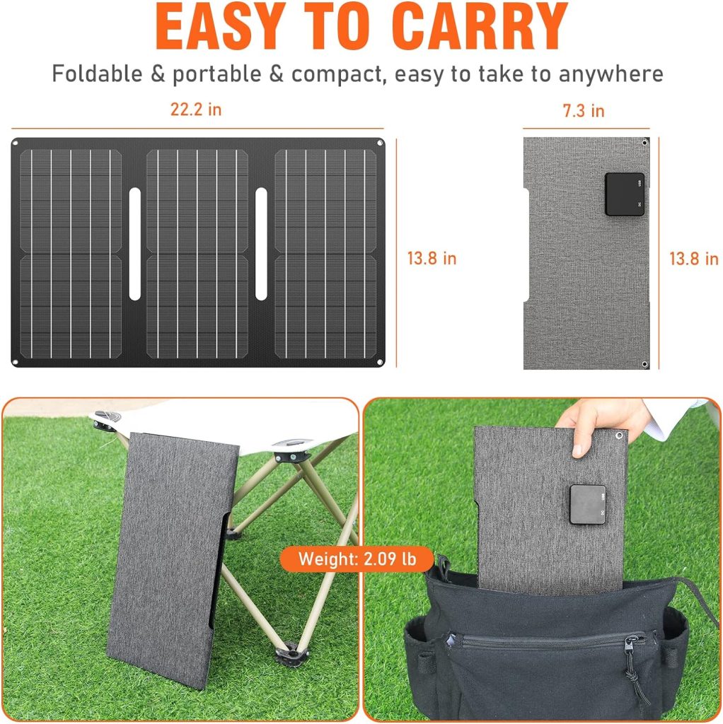 30W Portable Foldable Solar Panel Charger for Outdoor Camping Solar Battery Charger 12 Volt Waterproof High Efficiency Solar Panel Kit DC for Portable Power Station USB Solar Panel Battery Charger