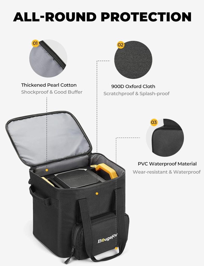 BougeRV Portable Carrying Bag Compatible with Fort 1000 Power Station/NCM 1100Wh Solar Generator, Power Station Storage Case with PVC Bottom Thickened Straps for Charging Cable Accessories BougeRV Portable Carrying Bag Compatible with Fort 1000 Power Station/NCM 1100Wh Solar Generator, Power Station Storage Case with PVC Bottom Thickened Straps for Charging Cable Accessories