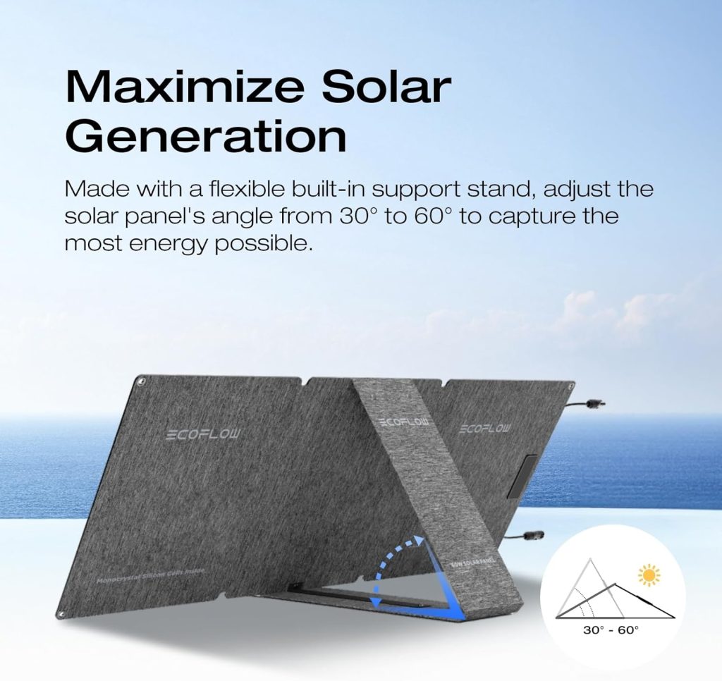 EF ECOFLOW 110W Portable Solar Panel, Foldable with Carry Case, High 23% Efficiency, IP68 Water Dustproof Design for Camping, RVs, or Backyard Use EF ECOFLOW 110W Portable Solar Panel, Foldable with Carry Case, High 23% Efficiency, IP68 Water Dustproof Design for Camping, RVs, or Backyard Use