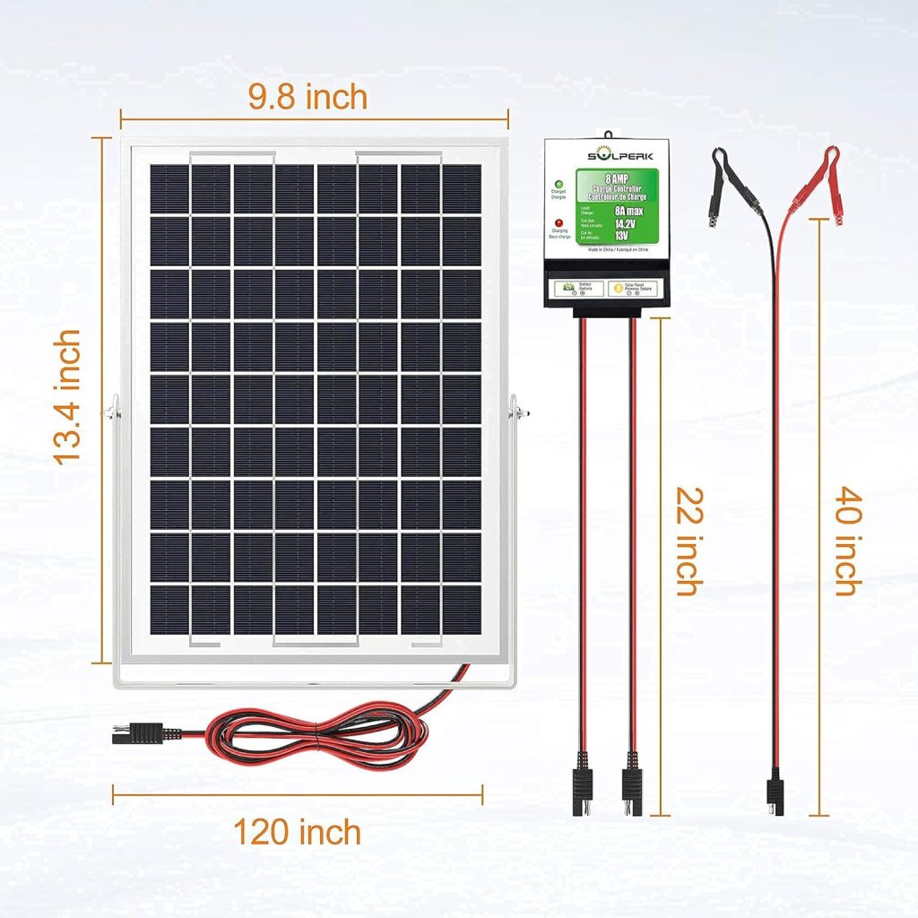 SOLPERK 10W Solar Panel,12V Solar Panel Charger Kit+8A Controller,Suitable for Automotive, Motorcycle, Boat, ATV, Marine, RV, Trailer, Powersports, Snowmobile etc. Various 12V Batteries. (10W Solar) SOLPERK 10W Solar Panel,12V Solar Panel Charger Kit+8A Controller,Suitable for Automotive, Motorcycle, Boat, ATV, Marine, RV, Trailer, Powersports, Snowmobile etc. Various 12V Batteries. (10W Solar)