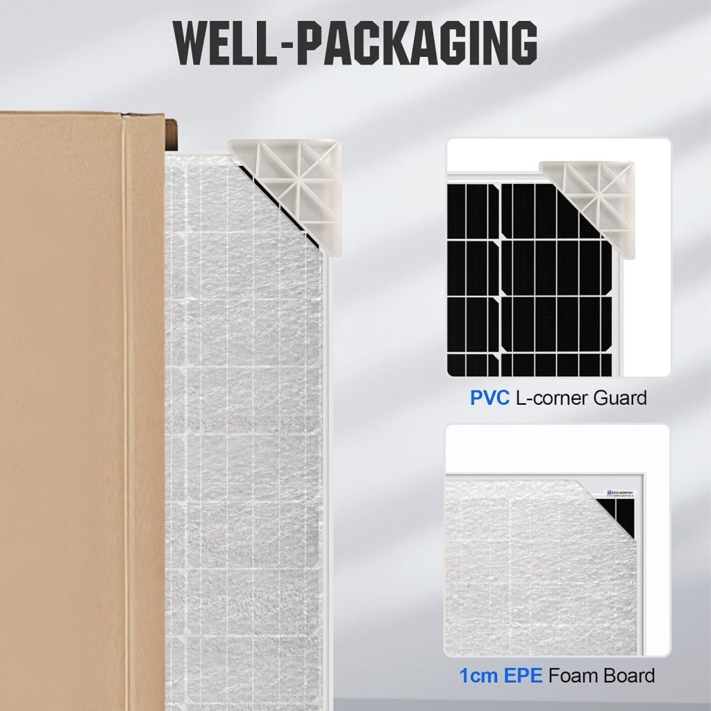 ECO-WORTHY 195 Watt 12 Volt Monocrystalline Solar Panel Module Off Grid PV Power for Battery Charging, Boat, Caravan, RV