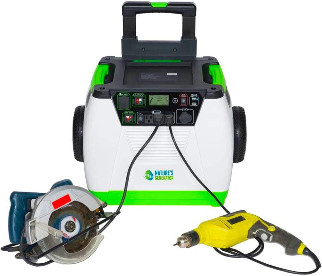 Natures Generator with Cart -1800w Solar and Wind Powered Generator in Quiet Operation with 12V DC port,2 USB ports and 3 AC outlets Natures Generator with Cart -1800w Solar and Wind Powered Generator in Quiet Operation with 12V DC port,2 USB ports and 3 AC outlets