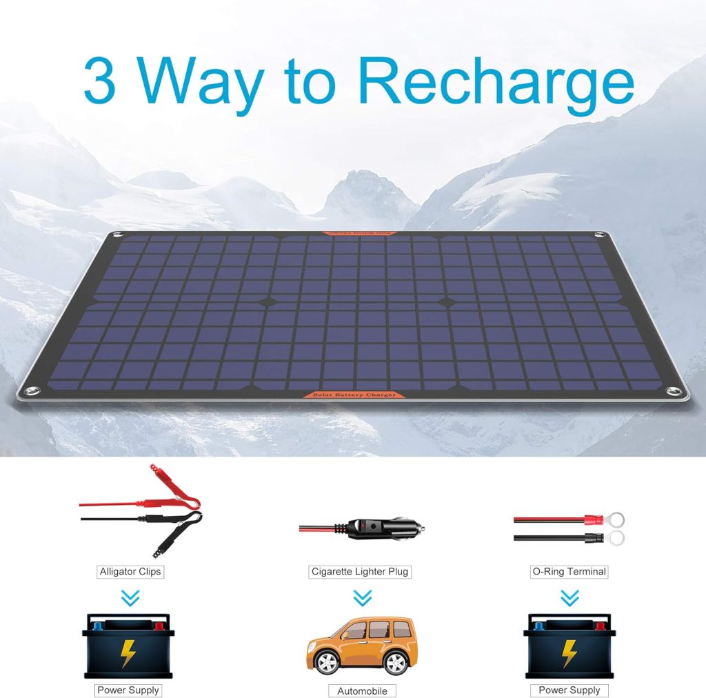 OYMSAE 10W 12V Solar Panel Car Battery Charger Portable Waterproof Power Trickle Battery Charger Maintainer for Car Boat Automotive RV with Cigarette Lighter Plug Alligator Clip OYMSAE 10W 12V Solar Panel Car Battery Charger Portable Waterproof Power Trickle Battery Charger Maintainer for Car Boat Automotive RV with Cigarette Lighter Plug Alligator Clip