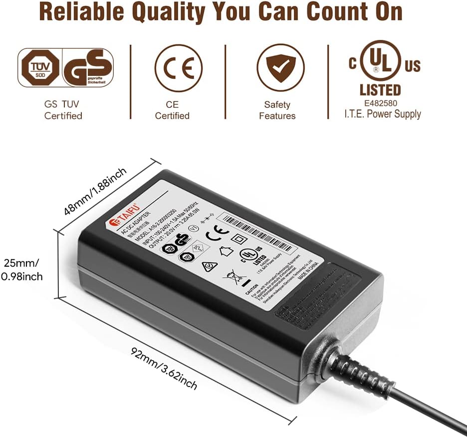 TAIFU 20V 65W AC Adapter Charger for Jackery Explorer 160 240 290 E160 E240 E290 Honda 290/200 Portable Power Station 167Wh 240Wh Lithium Battery 150W 400W Solar Generator Power Supply Cord