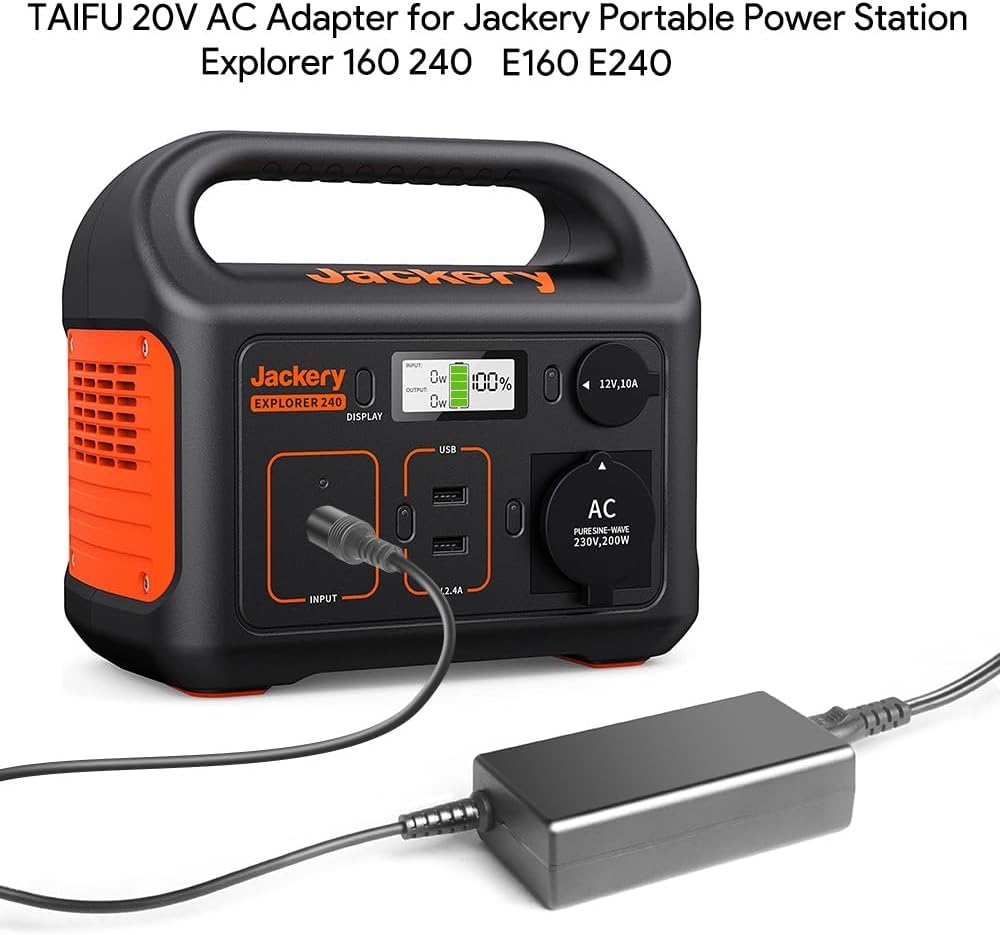 TAIFU 20V 65W AC Adapter Charger for Jackery Explorer 160 240 290 E160 E240 E290 Honda 290/200 Portable Power Station 167Wh 240Wh Lithium Battery 150W 400W Solar Generator Power Supply Cord