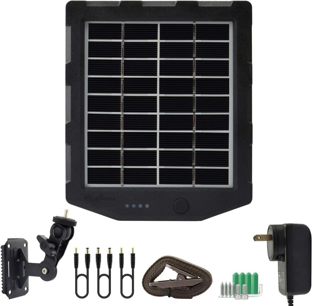 Trail Camera Solar Panel, WingHome Solar Battery Charger Kit 12V/1A 6V/1.5A with Build-in 2000mAH Rechargeable Lithium Battery IP66 Waterproof Hunting Accessory Trail Camera Solar Panel, WingHome Solar Battery Charger Kit 12V/1A 6V/1.5A with Build-in 2000mAH Rechargeable Lithium Battery IP66 Waterproof Hunting Accessory