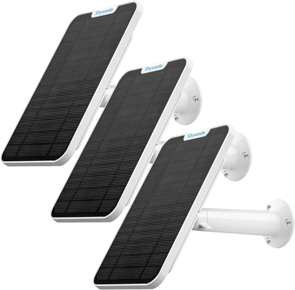 [Updated Version] 4W Solar Panel Charging Compatible with Eufycam 2C/2C Pro/2/2 Pro / E20 / E40 / E, with 13.1ft Waterproof Charging Cable, IP65 Weatherproof,Includes Secure Wall Mount(3-Pack)
