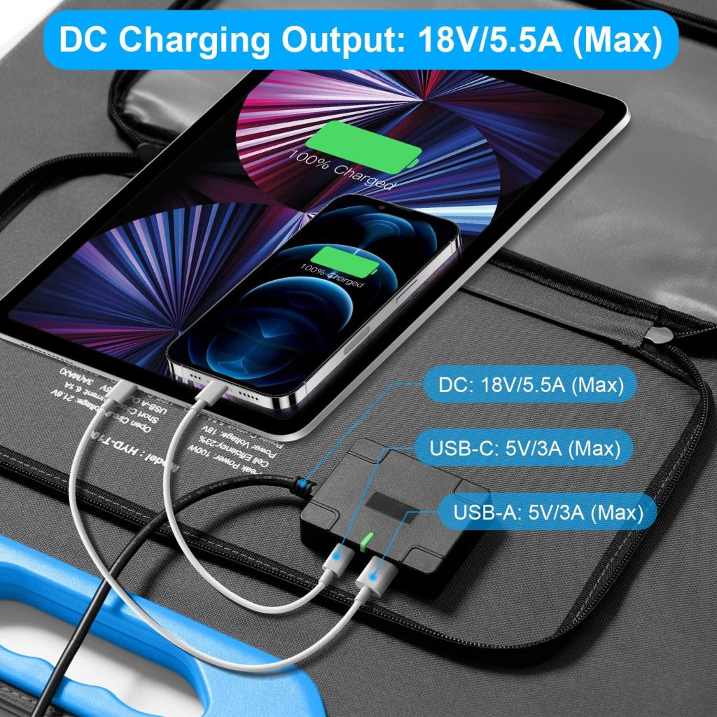 100 Watt Portable Solar Panel for Power Station, Foldable 100W Solar Panel for Camping Hiking Off-Grid Living, Monocrystalline Folding Panel Solar with 5V USB 18V DC Output… 100 Watt Portable Solar Panel for Power Station, Foldable 100W Solar Panel for Camping Hiking Off-Grid Living, Monocrystalline Folding Panel Solar with 5V USB 18V DC Output…