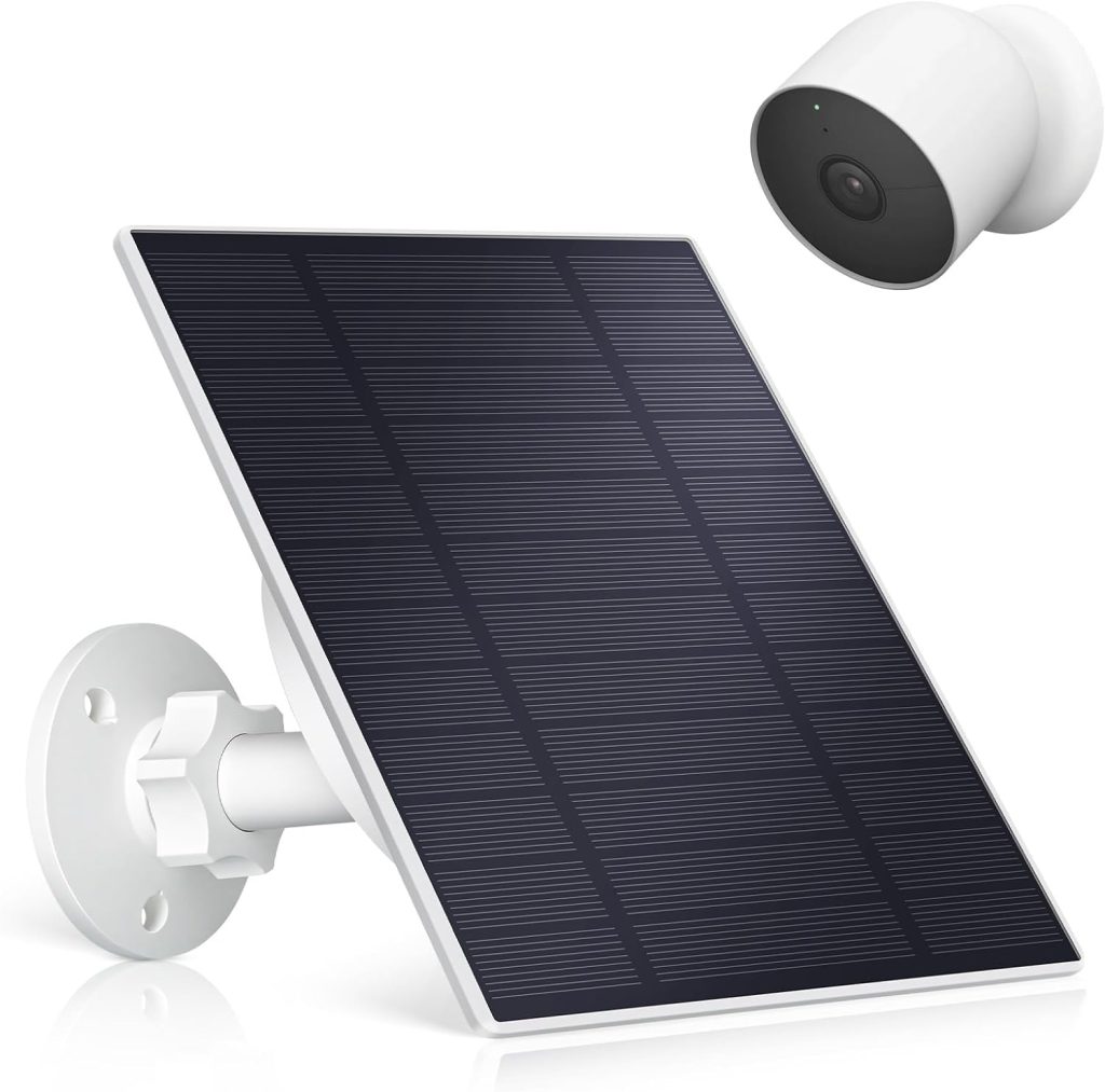 Solar Panel for Google Nest Cam Outdoor or Indoor,5W Google Nest Solar Panel,IP66 Waterproof Google Nest Camera Solar Panel with 9.84Ft Charging Cable  360¡ãAdjustable Bracket