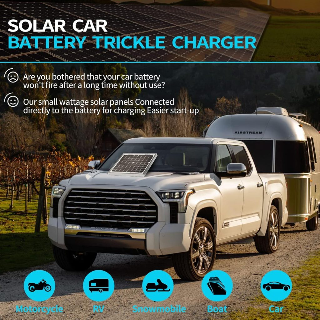 ACOPOWER 5W Solar Panel 5 Watt 12V Black Monocrystalline High-Efficiency Module Off Gird PV Power with Solar Connectors for Battery Charging Path Light