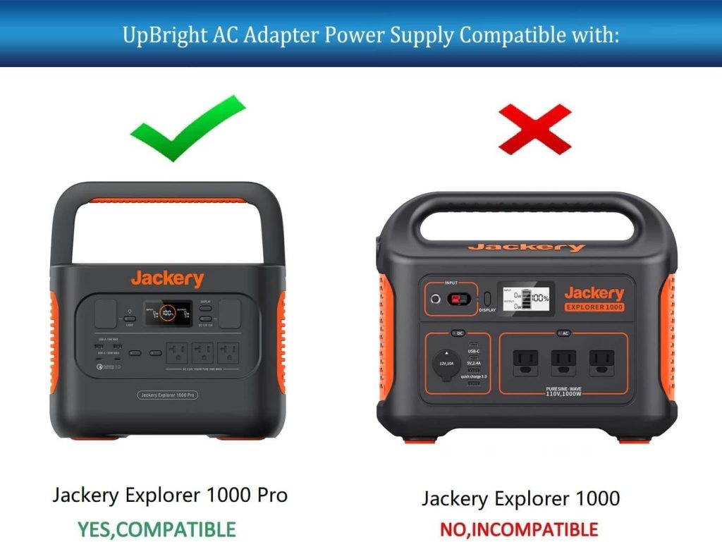 UpBright AC/DC Adapter Compatible with Jackery Explorer 1000 Pro 1000Pro JE-1000B Portable Power Station 1002Wh Solar Generator 43.2V 23.2Ah Li-ion Battery 12V-60V Charger PSU (Not fits Explorer 1000) UpBright AC/DC Adapter Compatible with Jackery Explorer 1000 Pro 1000Pro JE-1000B Portable Power Station 1002Wh Solar Generator 43.2V 23.2Ah Li-ion Battery 12V-60V Charger PSU (Not fits Explorer 1000)