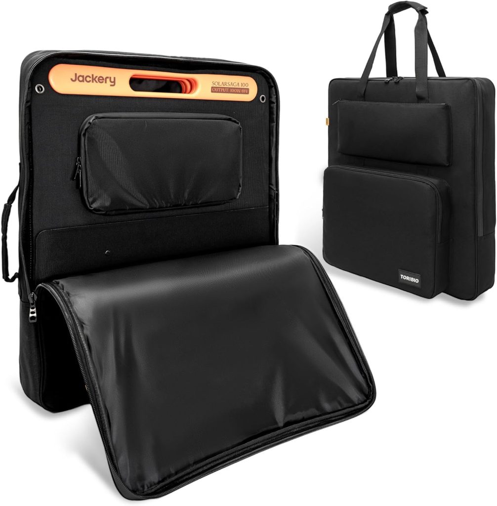 TORIBIO Solar Panel Travel Bag, Padded Portable Solar Panel Storage Bag Compatible with Jackery SolarSaga 100W/200W, Water-resistant Protective Carrying Pocket Case for Outdoor Camping Travel