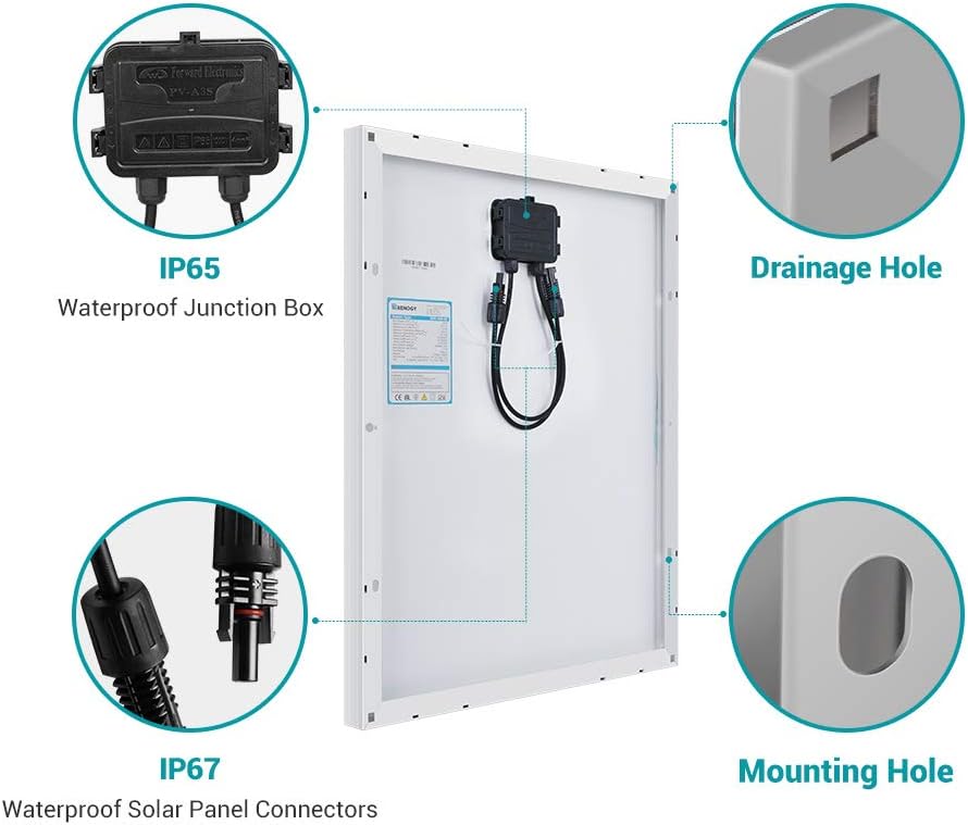 Renogy Solar Panel 100 Watt 12 Volt, High-Efficiency Monocrystalline PV Module Power Charger for RV Marine Rooftop Farm Battery and Other Off-Grid Applications, RNG-100D-SS, Single 100W